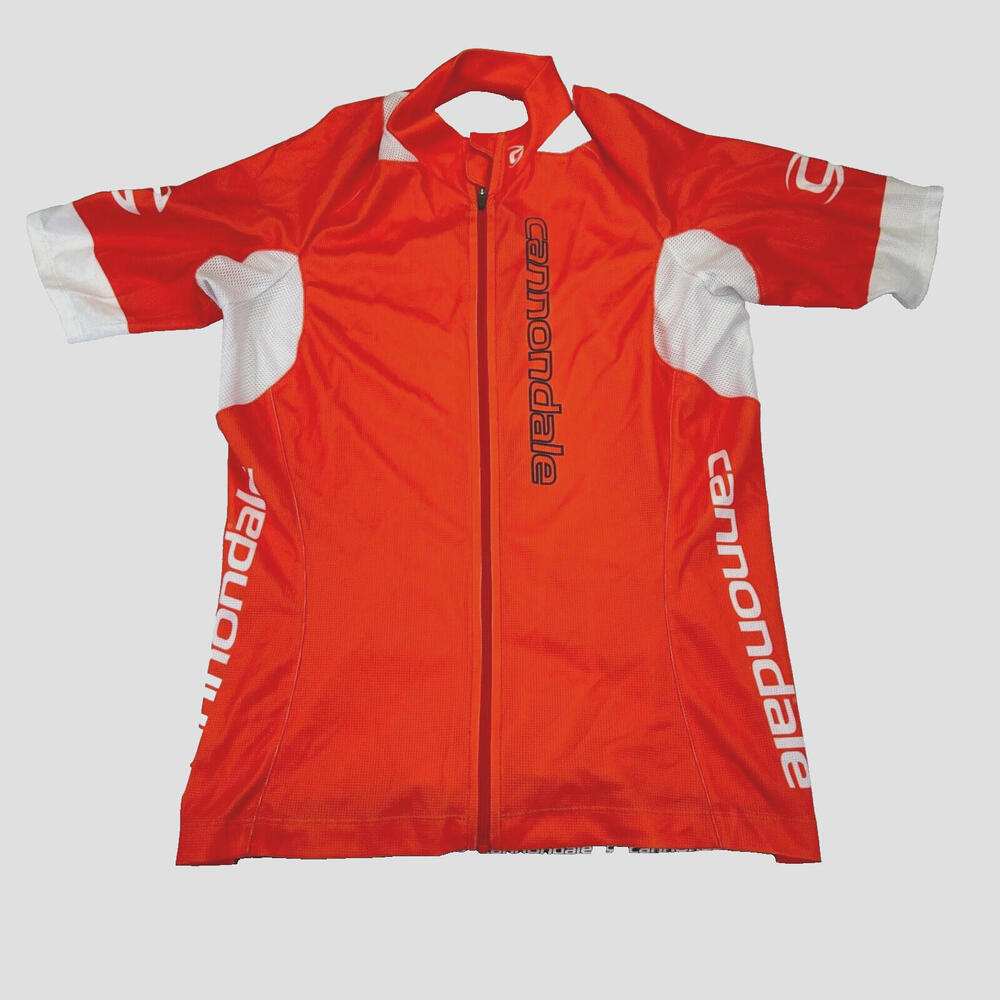 EUC Men's Cannondale Cycling Jersey Orange Full Zip Medium